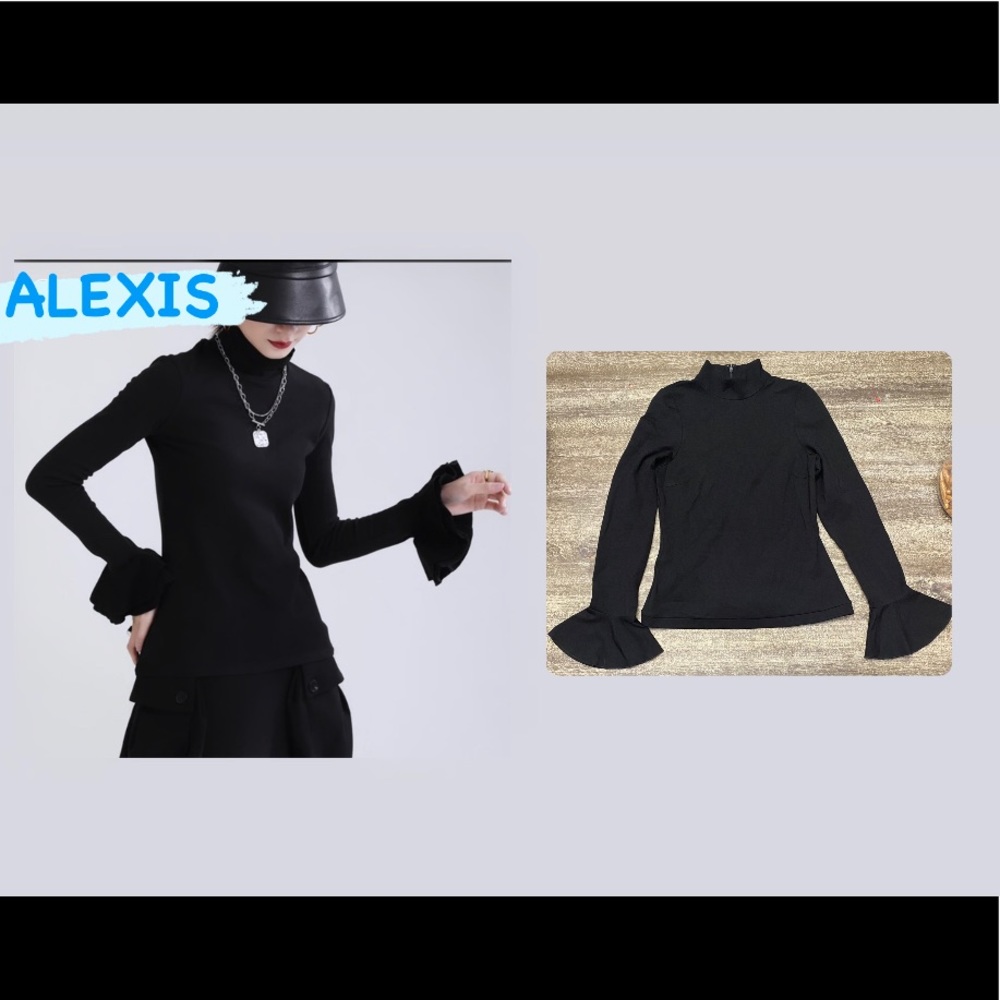 Alexis black long sleeve bell shirt